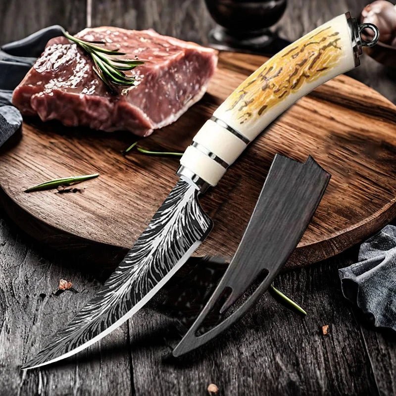 2025 new model boning knife with knife cover kitchen accessories, high-hardness forged sharp Damascus texture knife, fruit knife - STAND OUT FLEXSARAH
