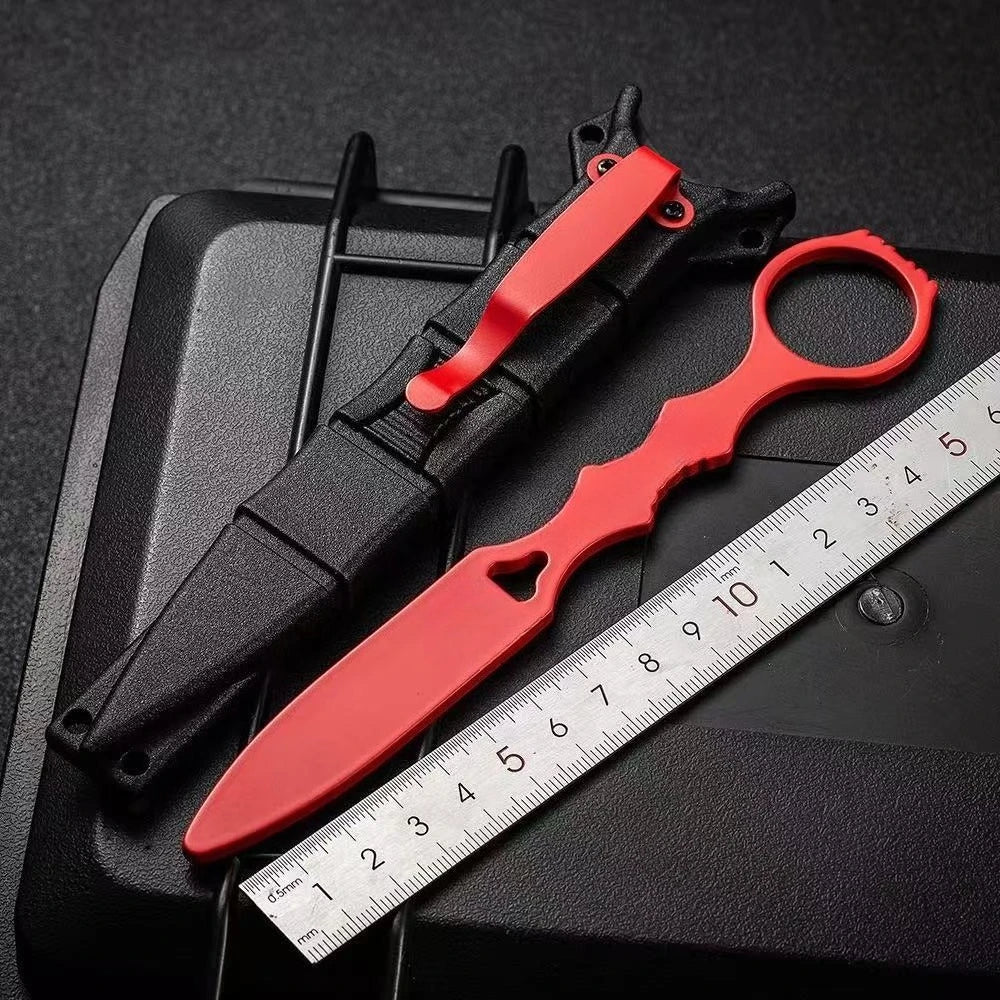 2026 model outdoor unsharpened small straight knife, easy to carry EDC440 blade training knife, training sheath - STAND OUT FLEXSARAH