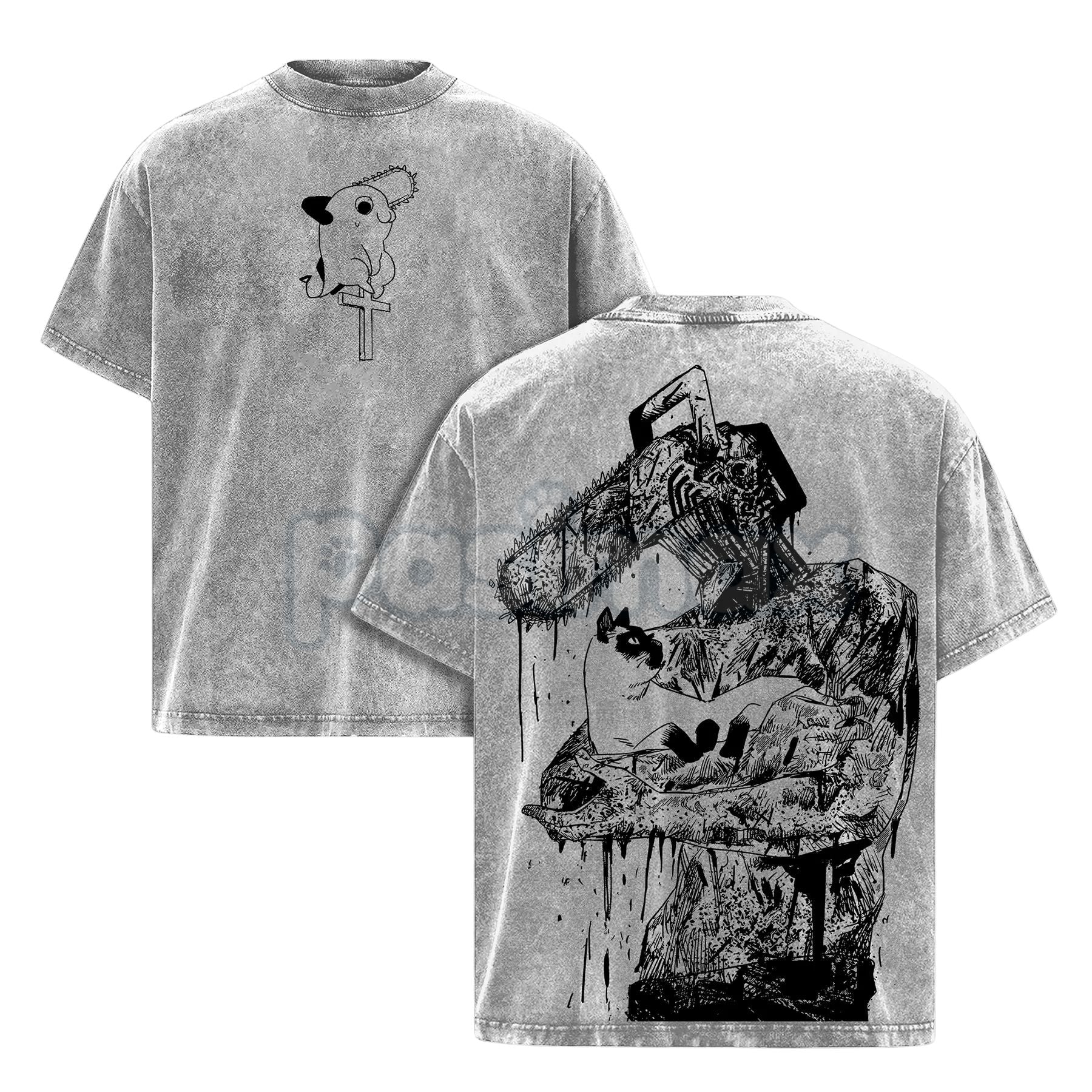 Chainsaw Man Denji T-Shirt – Vintage Washed Oversized Heavy Cotton Tee, Anime Streetwear