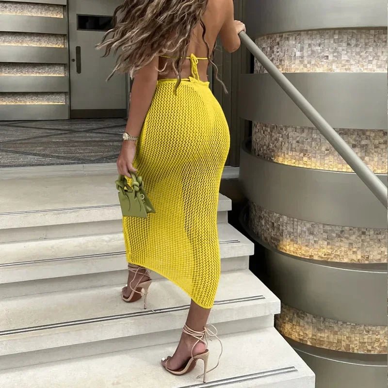 3d Flower Crochet Skirts Set Women Hollow Out Crop Bikini Slim High Waist Long Skirt 2026 Spring Summer 2 Pieces Beach Outfits - STAND OUT FLEXSARAH