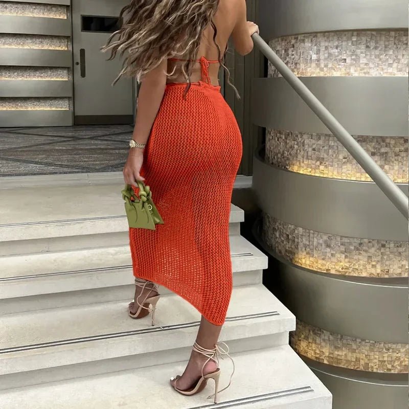 3d Flower Crochet Skirts Set Women Hollow Out Crop Bikini Slim High Waist Long Skirt 2026 Spring Summer 2 Pieces Beach Outfits - STAND OUT FLEXSARAH