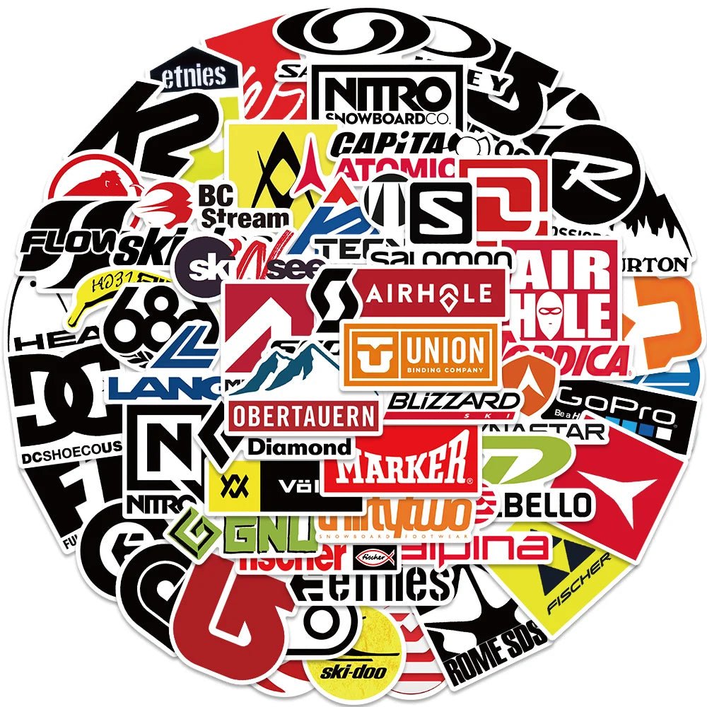 60pcs Skiing Skateboard Brand Logo Sticker For Skateboard Guitar Laptop Bicycle Kids Toys - STAND OUT FLEXSARAH