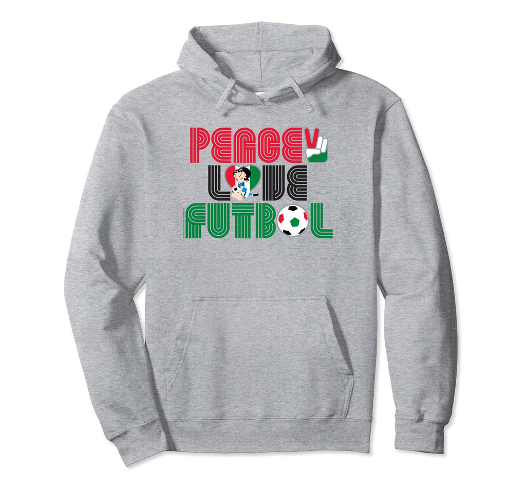 Betty Boop Peace Love Futbol Icon Fill Hoodie - Minimalist Print for Adults