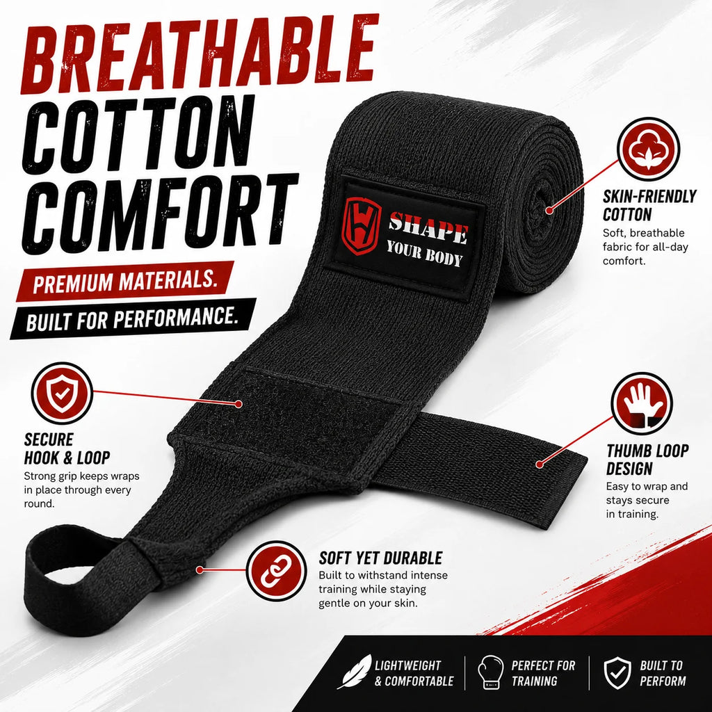 2PCS Boxing Hand Wraps 3M 5M Breathable Cotton Wrist Support Bandage for Muay Thai MMA Kickboxing Training Men Women Gear Boxing