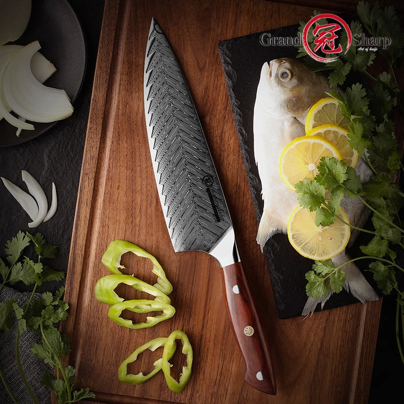 Chef Knife 67 Layers Japanese Damascus Kitchen Knives AUS10 Japanese Damascus Steel Slaughter Cooking Home Tools Rosewood Handle