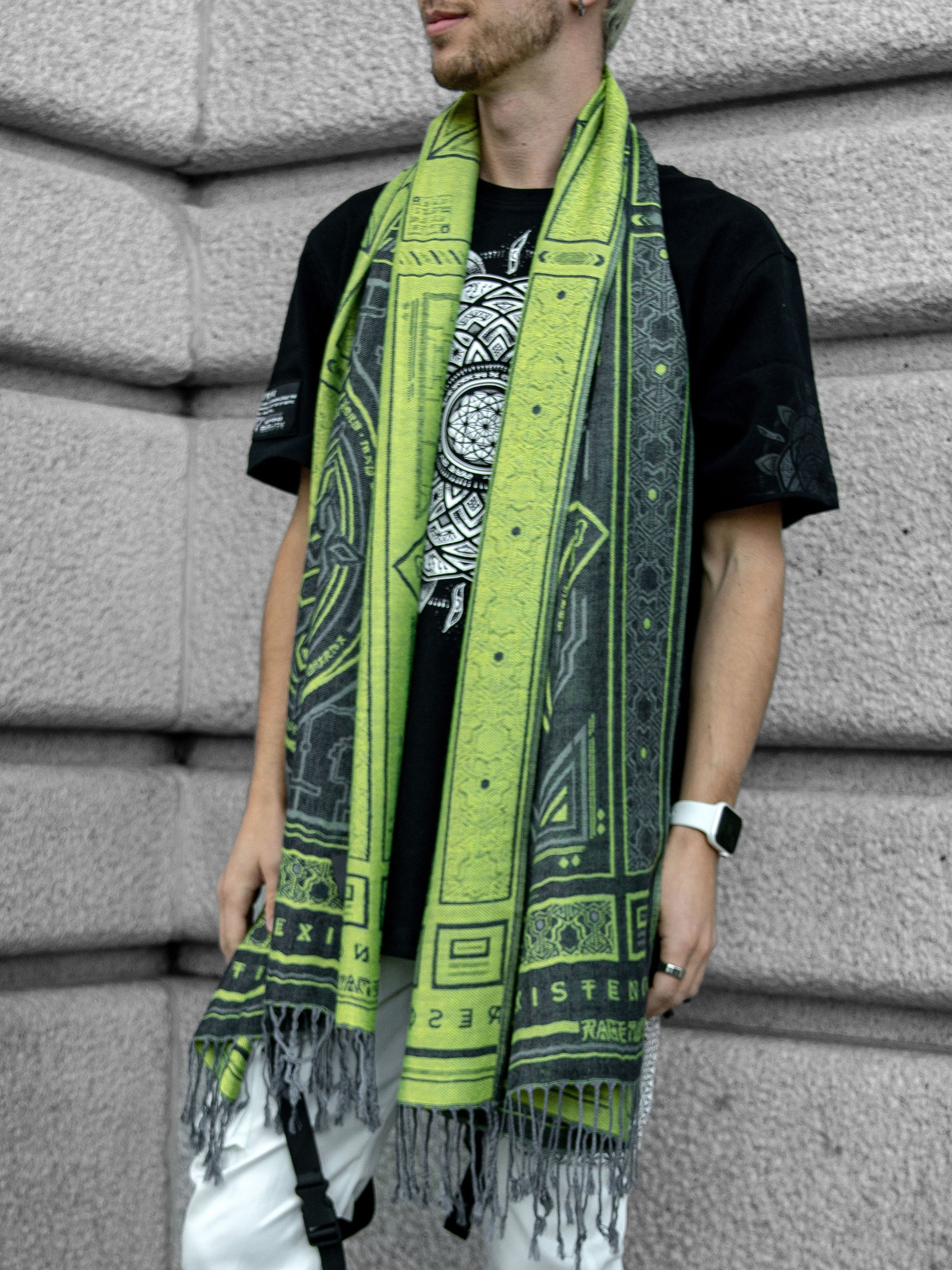 DHARMA V2 • Grey/Neon Yellow Festival Shawl