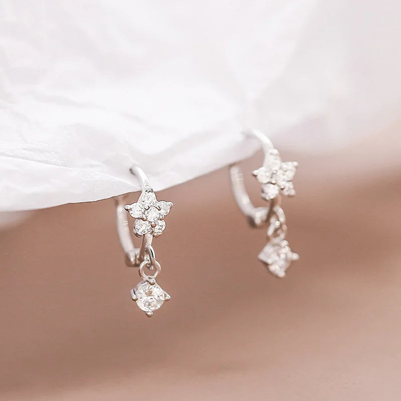 925 Sterling Silver 2021 New Women Fashion Jewelry High Quality Simple Flower Hollow Long Tassel Earrings Gold Earrings