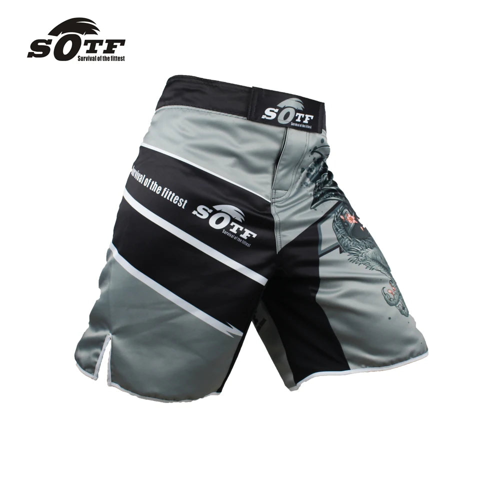 MMA Men's Japanese Samurai Gray Sports Fitness Boxer Shorts Cheap Pretorian Boxing Shorts Short Taekwondo Muay Thai Clothing