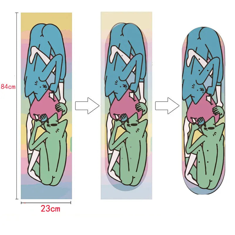 Customized DIY Skateboard Double Rocker Sandpaper Longboard Dance Board Professional Electric Car Waterproof  Air Hole Skateboar