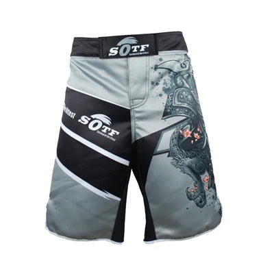 MMA Men's Japanese Samurai Gray Sports Fitness Boxer Shorts Cheap Pretorian Boxing Shorts Short Taekwondo Muay Thai Clothing