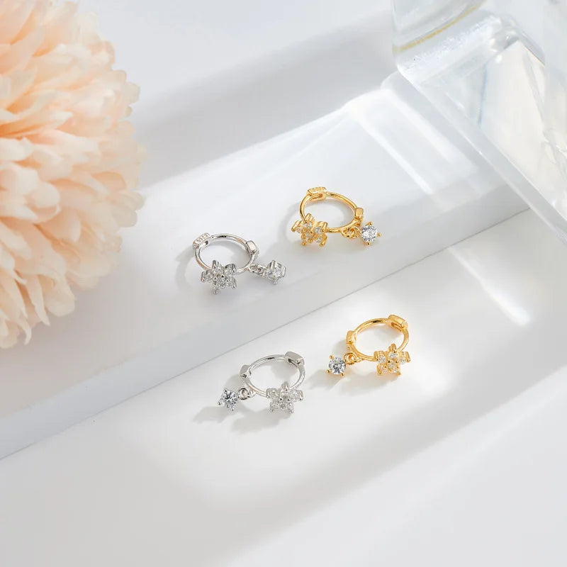 925 Sterling Silver 2021 New Women Fashion Jewelry High Quality Simple Flower Hollow Long Tassel Earrings Gold Earrings