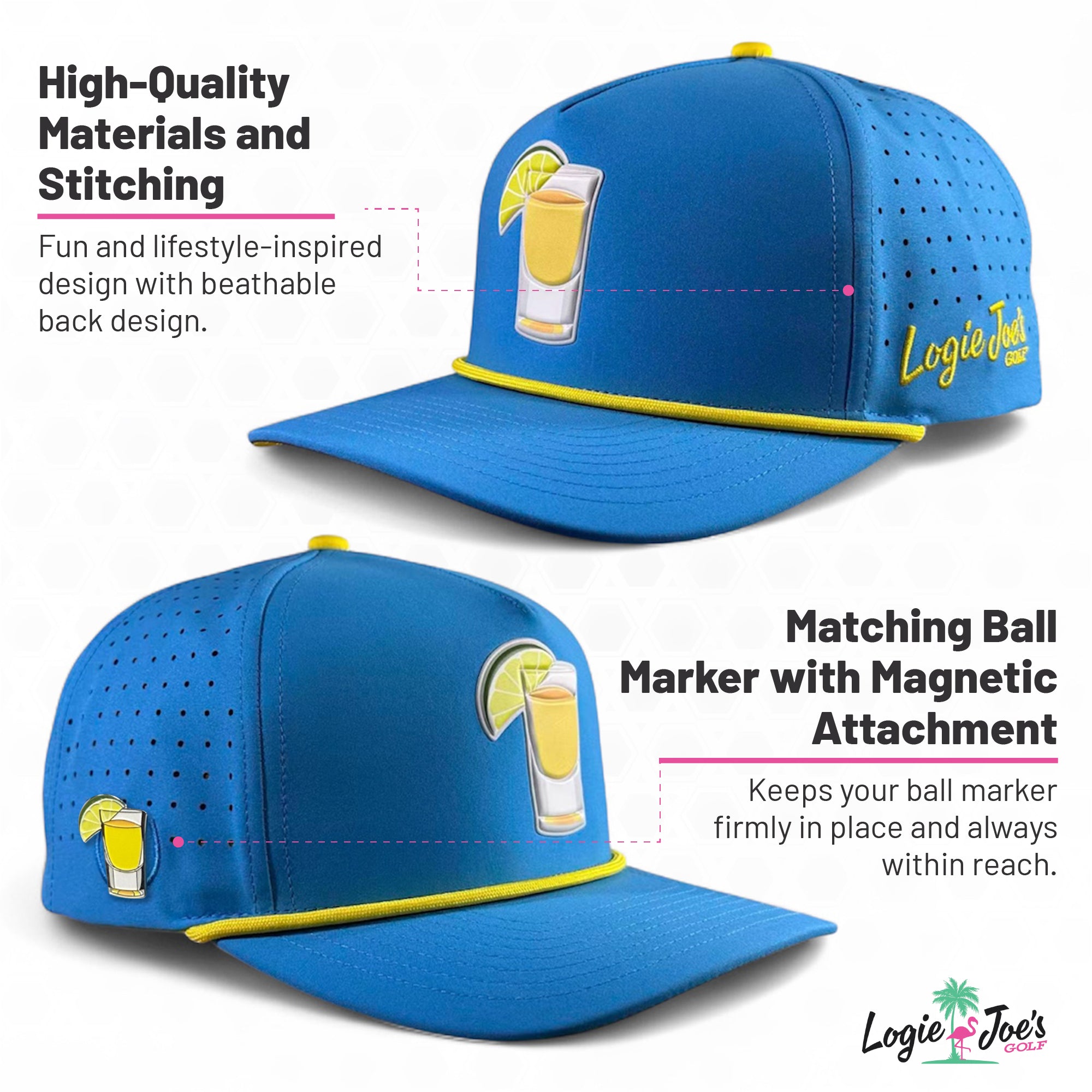 Tree Frog Golf Hat | Snapback Cap | Built-in Magnetic Ball Marker Holder + Marker Included | Adjustable | Red Eyed