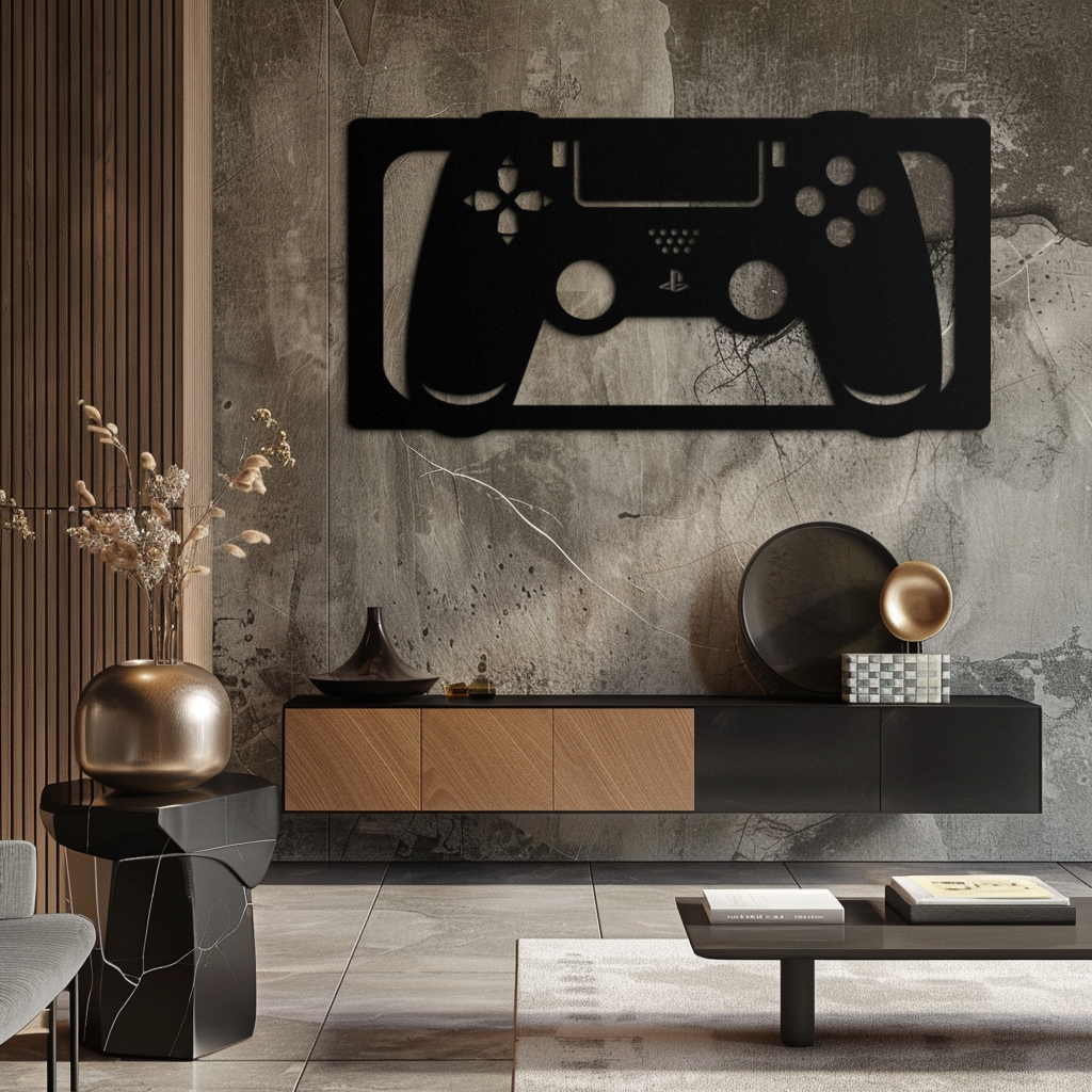 Steel Gaming Controller Metal Wall Art - Modern Gaming Decor
