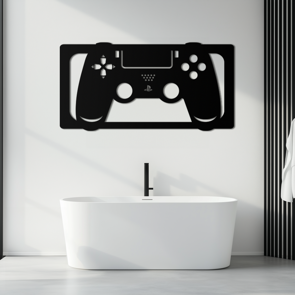 Steel Gaming Controller Metal Wall Art - Modern Gaming Decor