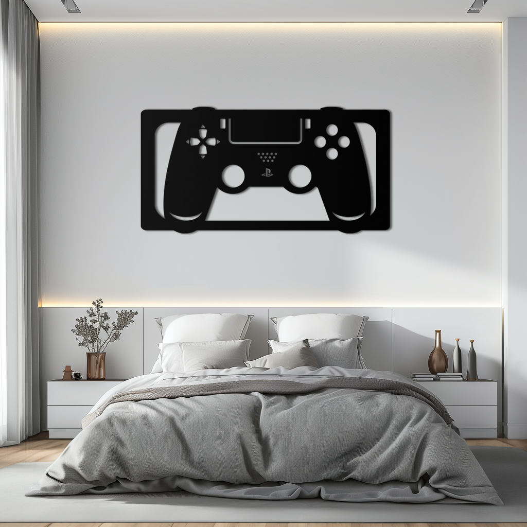 Steel Gaming Controller Metal Wall Art - Modern Gaming Decor