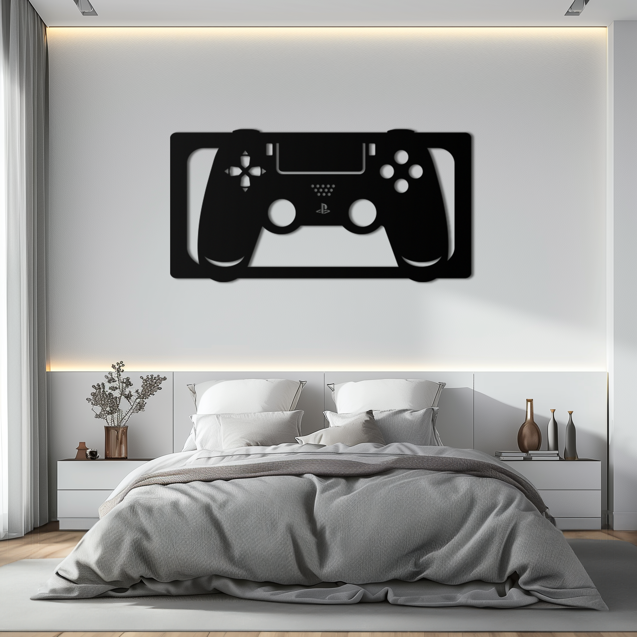 Steel Gaming Controller Metal Wall Art - Modern Gaming Decor