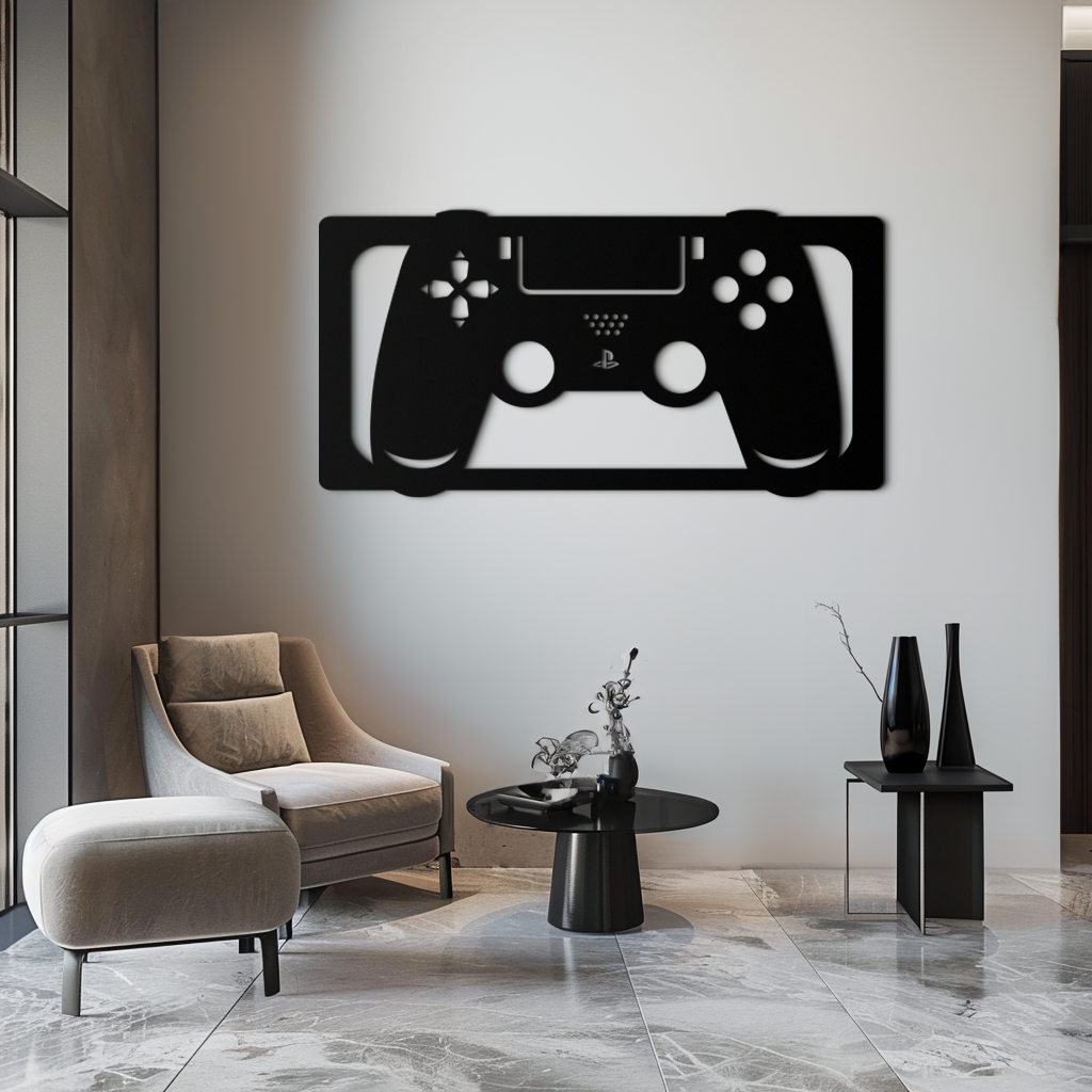Steel Gaming Controller Metal Wall Art - Modern Gaming Decor