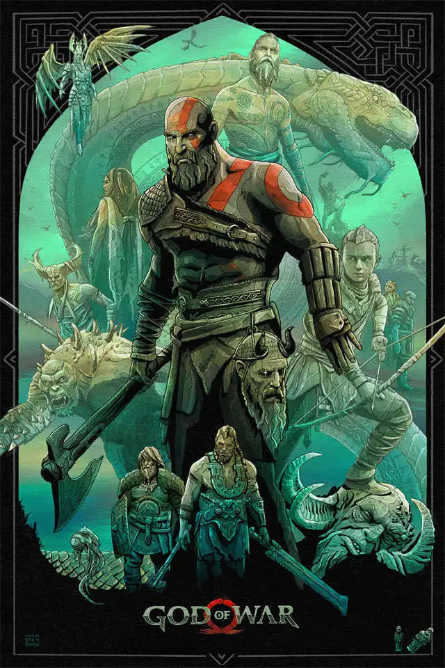 God of War Ragnarok 2022 Poster - Kratos Themed Wall Art for Gaming Room Decor