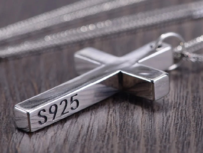 Real Solid 925 Sterling Silver Cross Pendant For Men And Women Smooth High Polishing Simple Design Jesus Christ Jewelry