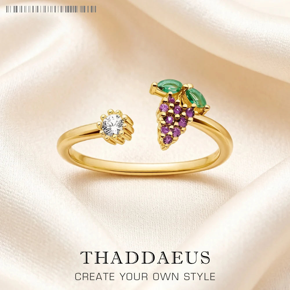 Ring Grape Gold Brand New Trendy Fine Jewelry Pure 925 Strerling Silver Sweet And Stylish Gift For Women