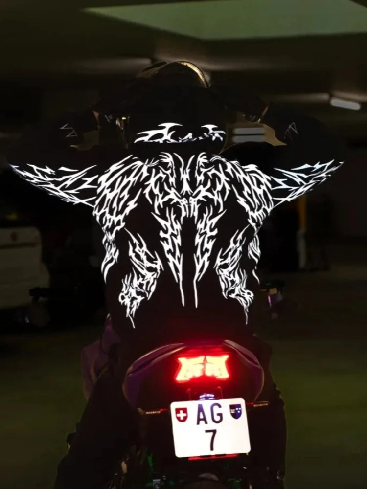 Mens New luminous motorcycle Hoodie Harajuku Dark Streetwear Luminous Magic Sword Graphic Print Hooded Sweatshirt Vintage Unisex