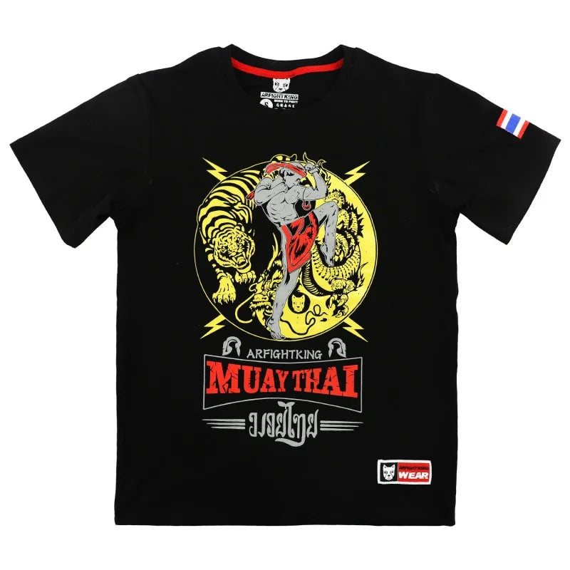 MMA Dragon Tiger Thai Boxing Short Sleeve Fighting Fitness Sports Sanda T-shirt Boxing Suit Running Leisure Multifunction