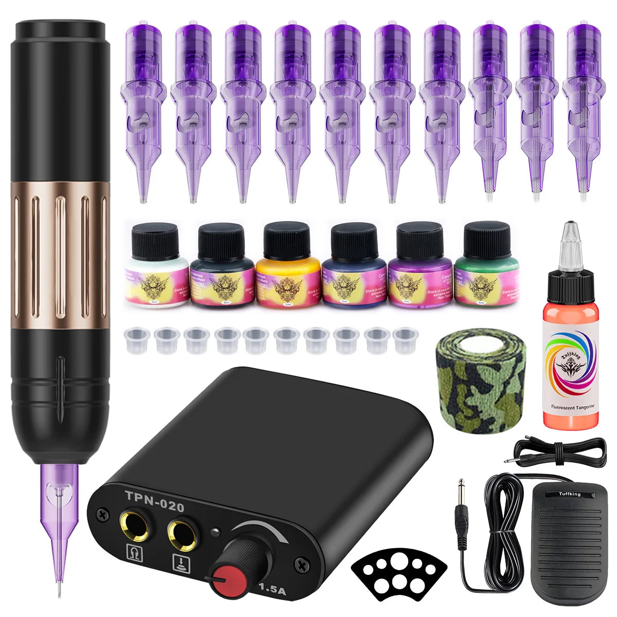 Tattoo machine, complete set of tattoo tools, all-in-one machine, pen type motor, tattoo pen, cutting line, fogging equipment