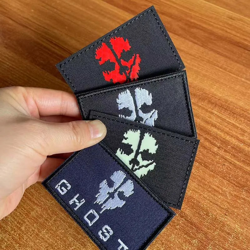 Call of Duty Ghost Mask Badges Fabric Applique Embroidery Hook and Loop Patches,Reflective Patch Tactical Emblemen For Backpack