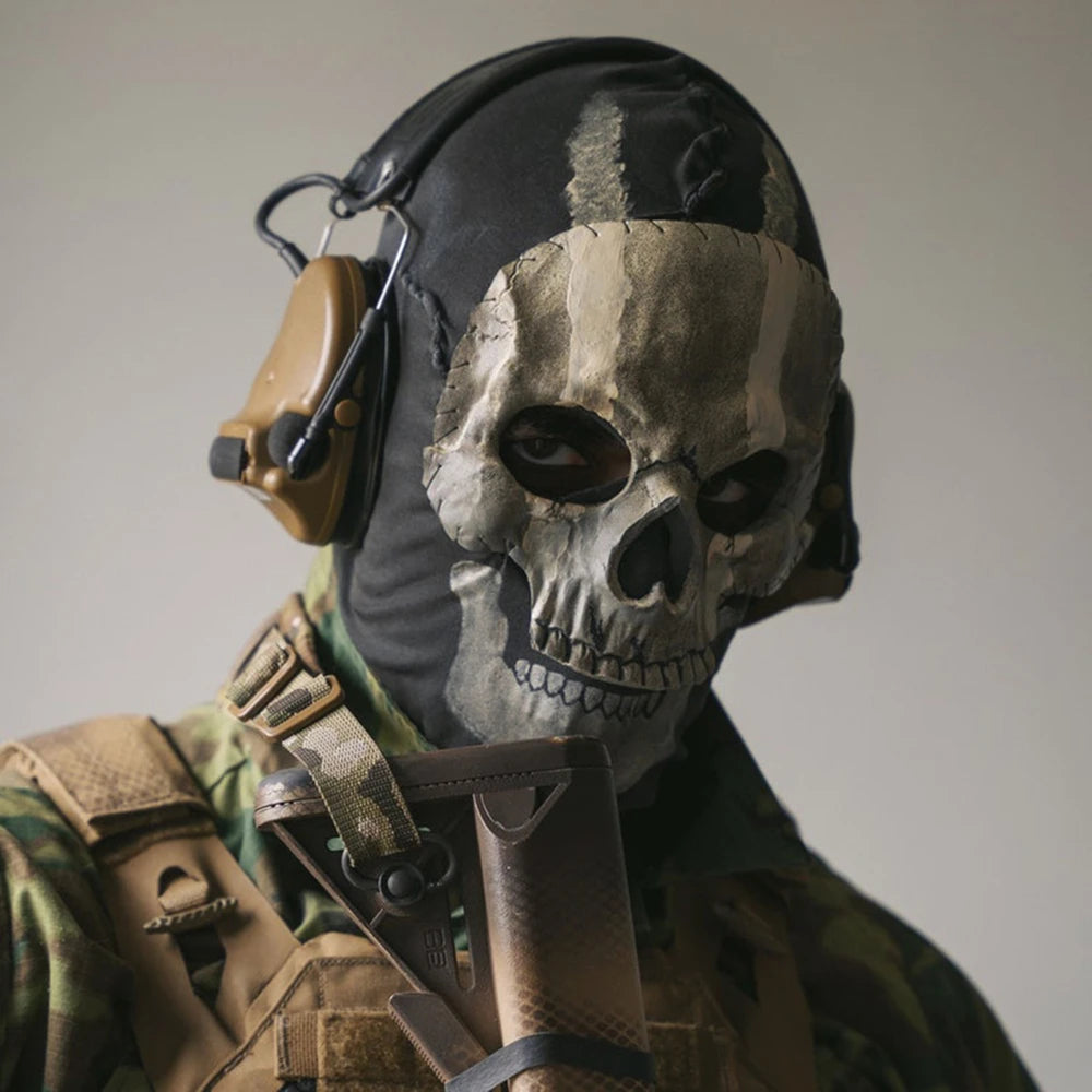Cafele Hot Game Call of Duty Latex Mask Horror Ghosts Skull Hood Headgear Helmet Cosplay Costume Adult Unisex Halloween Prop
