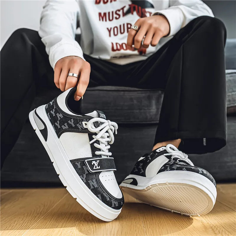 Fashion Blue Men's Skateboard Shoes Street Style Platform Casual Sneakers Man Hip Hop Designer Shoes For Men Skateboarding Shoes