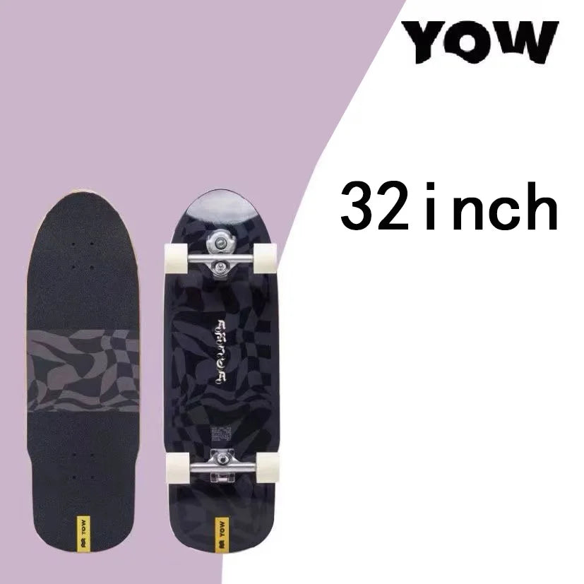 Whole kit YOW land surf skateboard black grids model 32inch has double curvy sides pro good quality