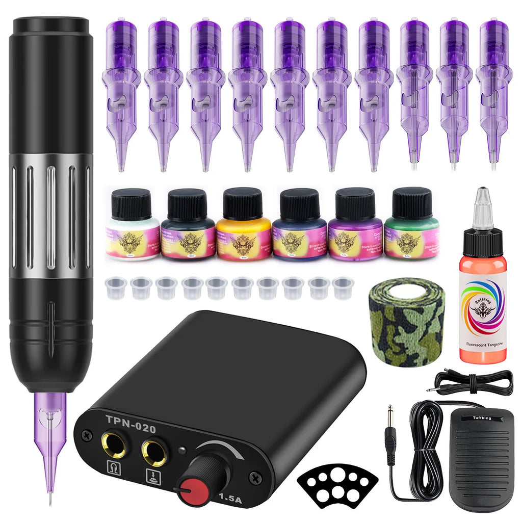 Tattoo machine, complete set of tattoo tools, all-in-one machine, pen type motor, tattoo pen, cutting line, fogging equipment