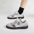 Silver Women's Retro German Training Shoes, Ballet-Inspired Soft Sole Versatile Casual Flat Skate Sneakers for Sports & Daily We