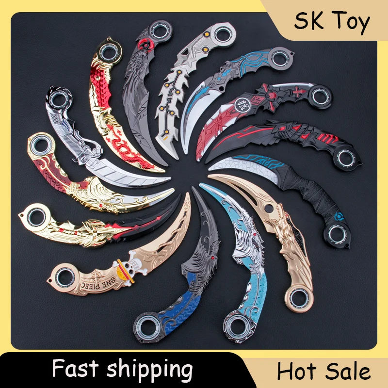 18cm Rotatable Claw Knife Anime Alloy Model Blue Dragon Karambit Sword Unedged Knife Gifts Ourdoor Toys Collections