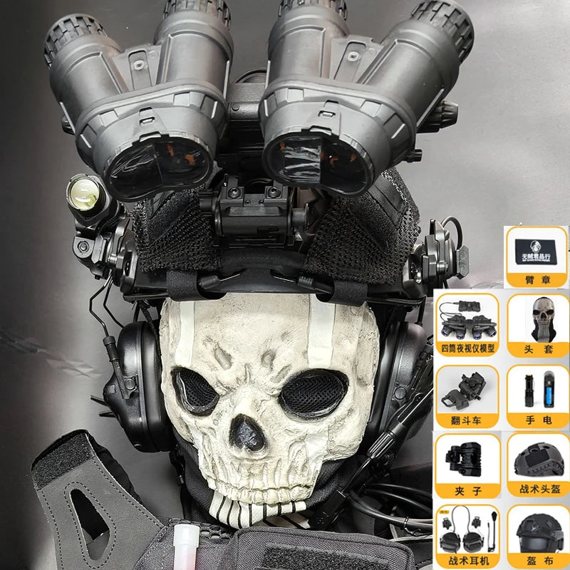Call of Duty 19 Complete Set of Tactical Equipment Night Raid Ghost Airsoft Cosplay Prop with Vest Hemlet Belt Set for CS Gaming