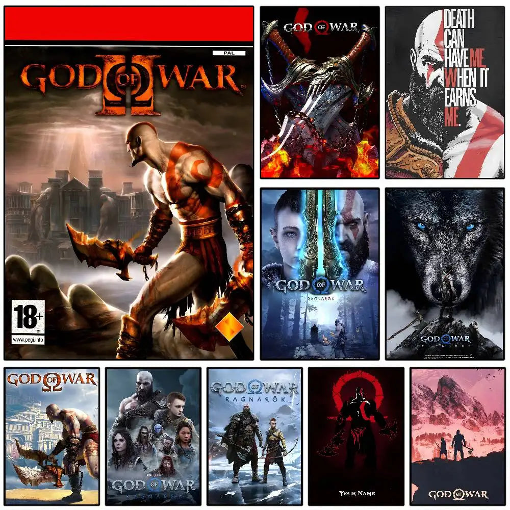 G-God Of War Game Poster Art With Prints Home Bedroom Living Room Decoration Gift
