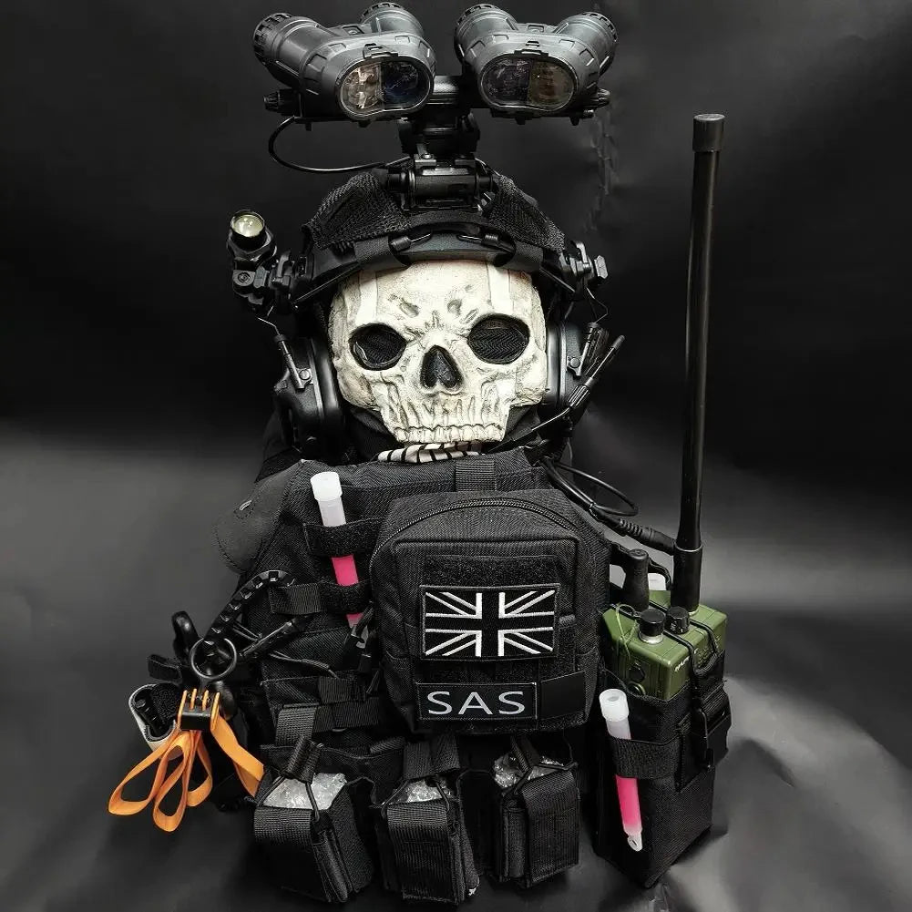 COD Ghost Full Set of Equipment Tactical MOLLE Combat Vest Chest Rig Set with Belt Helmet for Call of Duty 19 Nightwar Cosplay