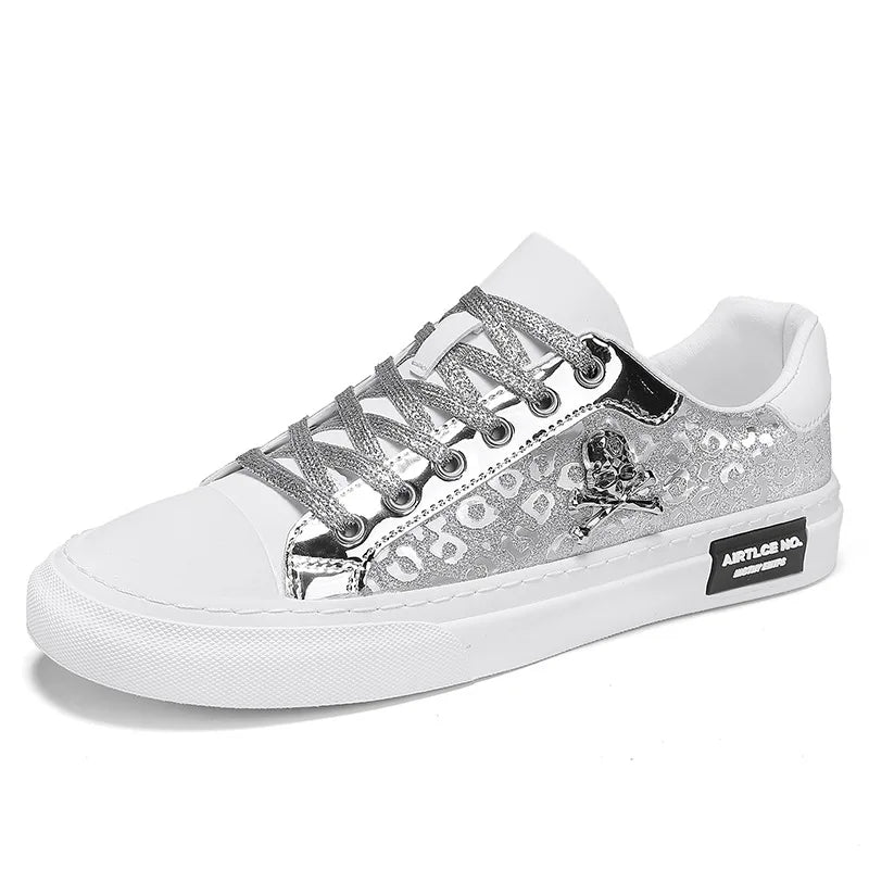 Bling Skateboard Shoes for Men Flats Sport Shoes Zapatillas Hombre Lightweight Comfortable Leather Fashion Shoes Male Sneakers