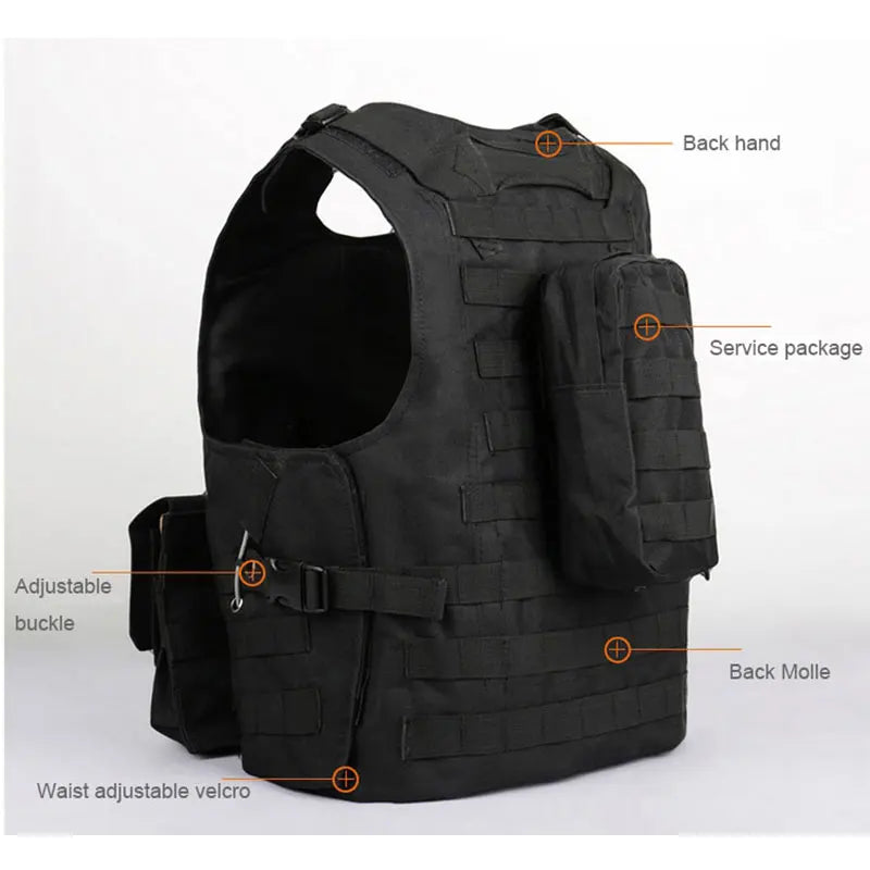 Hunting Camouflage Vest Combat Security Waistcoat Tactical Vest CS Game Airsoft Assault Molle Vest Equipment Outdoor Clothing