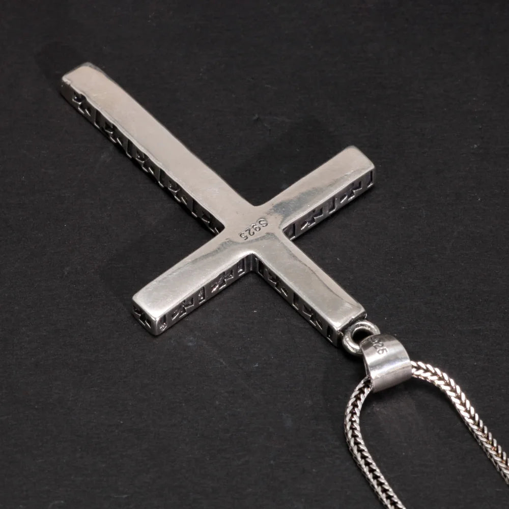Real Solid 925 Sterling Silver Crosses For Men Christian Black Jesus Pendant Couples Women Lovers Fine Jewelry