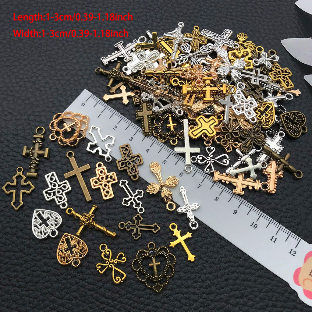 20/100 Styles Antique Silver Crosses - Perfect for Handmade Jewelry like Necklaces, Bracelets & Earrings"