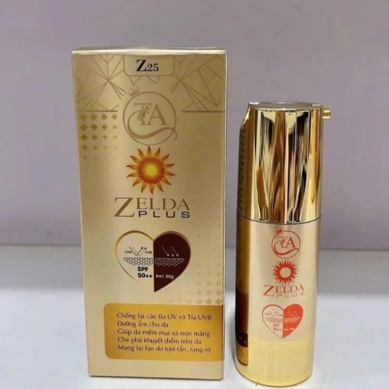 Kem Chống Nắng Zelda Plus ngăn ngừa sự hình thành nám, tàn nhang, Dưỡng Ẩm Trắng Da SPF 50++ Bottle Kem chong nang zelda