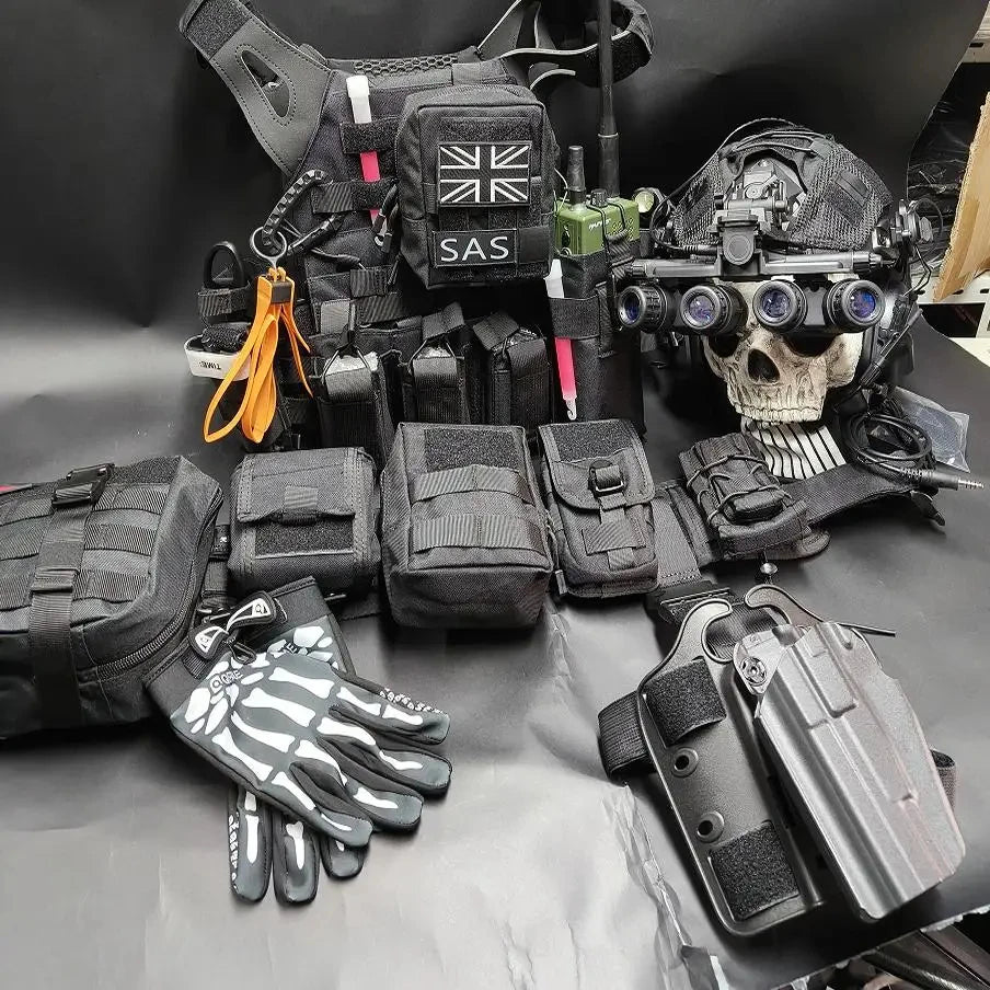 COD Ghost Full Set of Equipment Tactical MOLLE Combat Vest Chest Rig Set with Belt Helmet for Call of Duty 19 Nightwar Cosplay