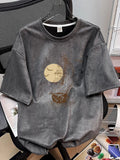 Summer 2026 New Suede Crew Neck T Shirts For Men Graphic Printed Short Sleeve T-Shirt Man Goth Fashion Y2K Streetwear Tee Tops