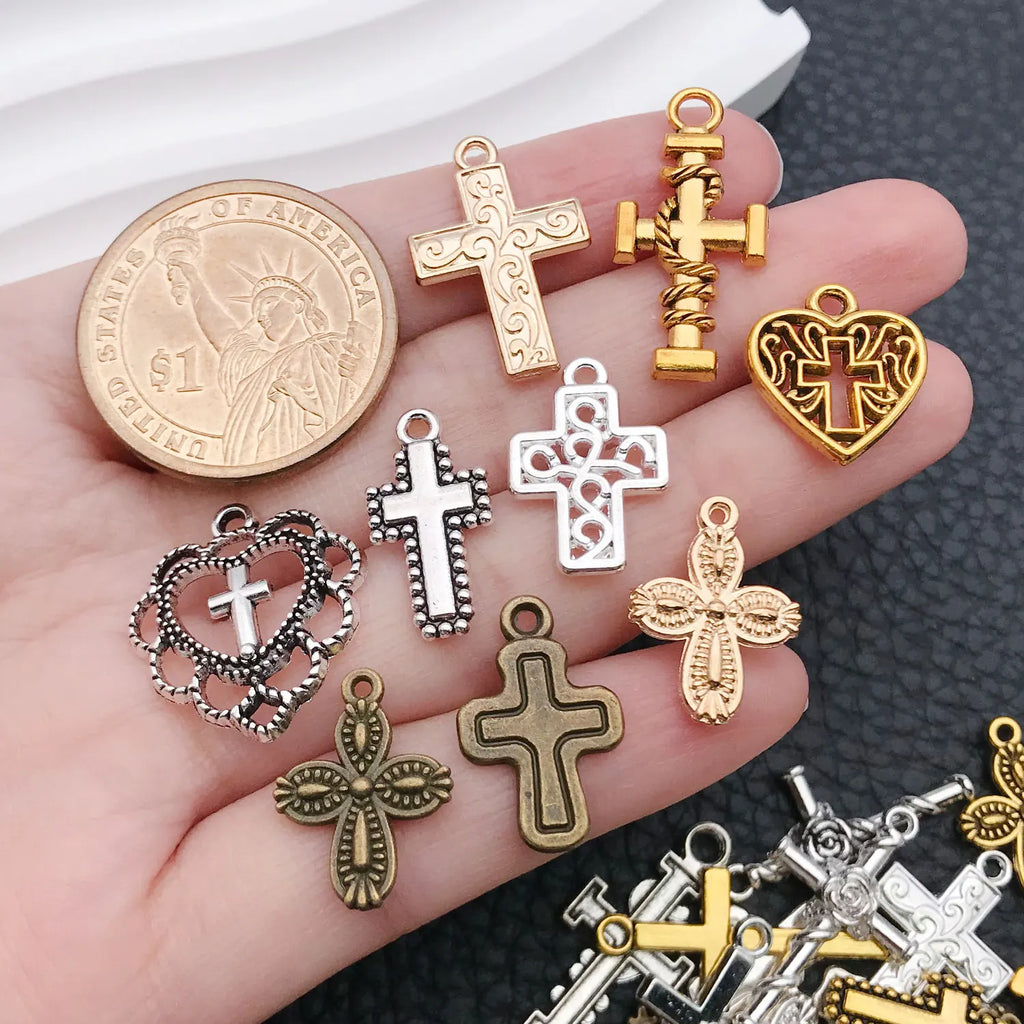 20/100 Styles Antique Silver Crosses - Perfect for Handmade Jewelry like Necklaces, Bracelets & Earrings"