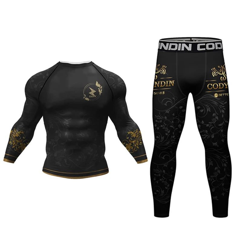 MMA Boxing Rashguard T Shirts+Pants Suit Men's Jiu Jitsu BJJ Boxing Jerseys MMA Compression T-Shirts Muay Thai Shorts Sportsuit