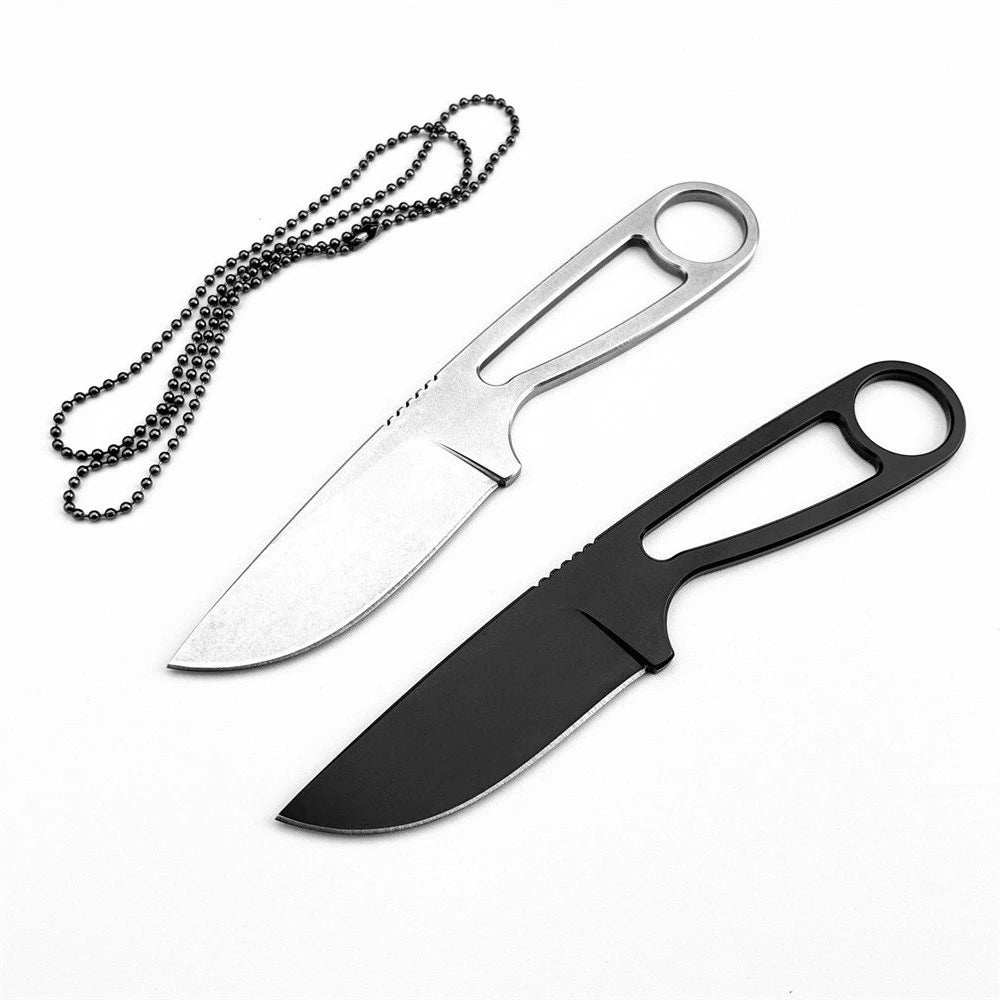 Compact FULL TANG Neck Knives Made of 8Cr13mov Steel Skeleton Design Perfect for Outdoor Camping and EDC Light Utility Tasks