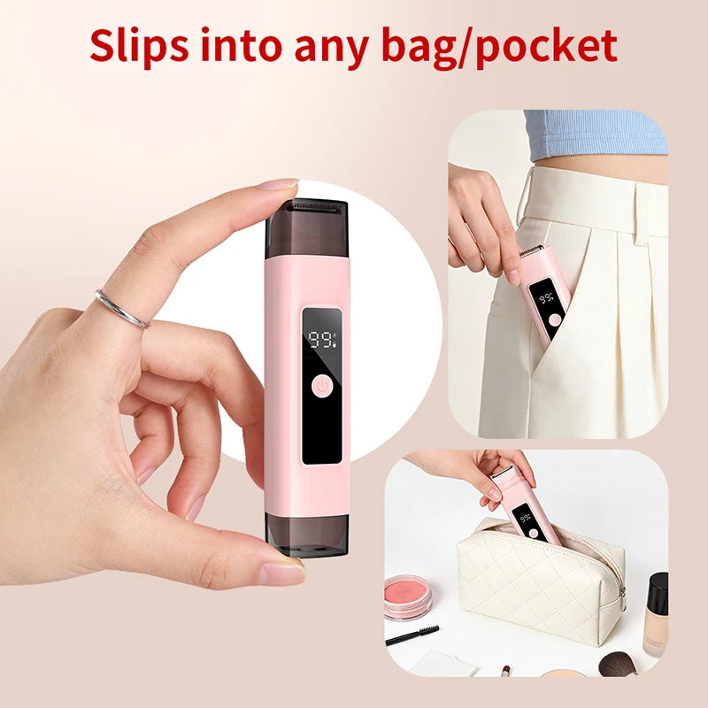 Women's Portable 2 in 1 Electric Hair Remover for Underarm Bikini area Leg Arm, waterproof Rechargeable Epilator Bikini Trimmer