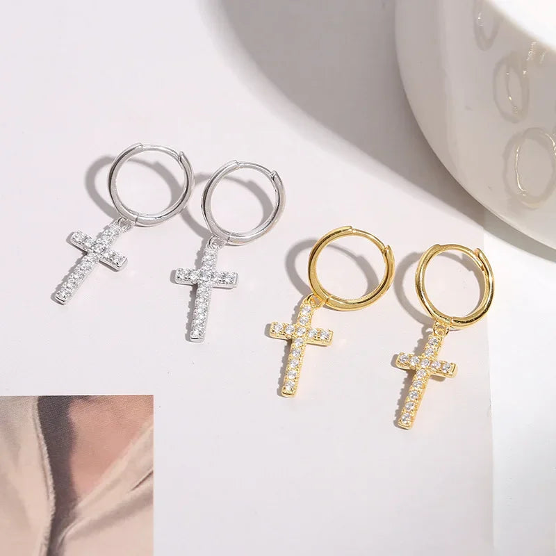 925 Sterling Silver Cross Earrings Creative Hot Sexy Jewelry For Women Gift Customized