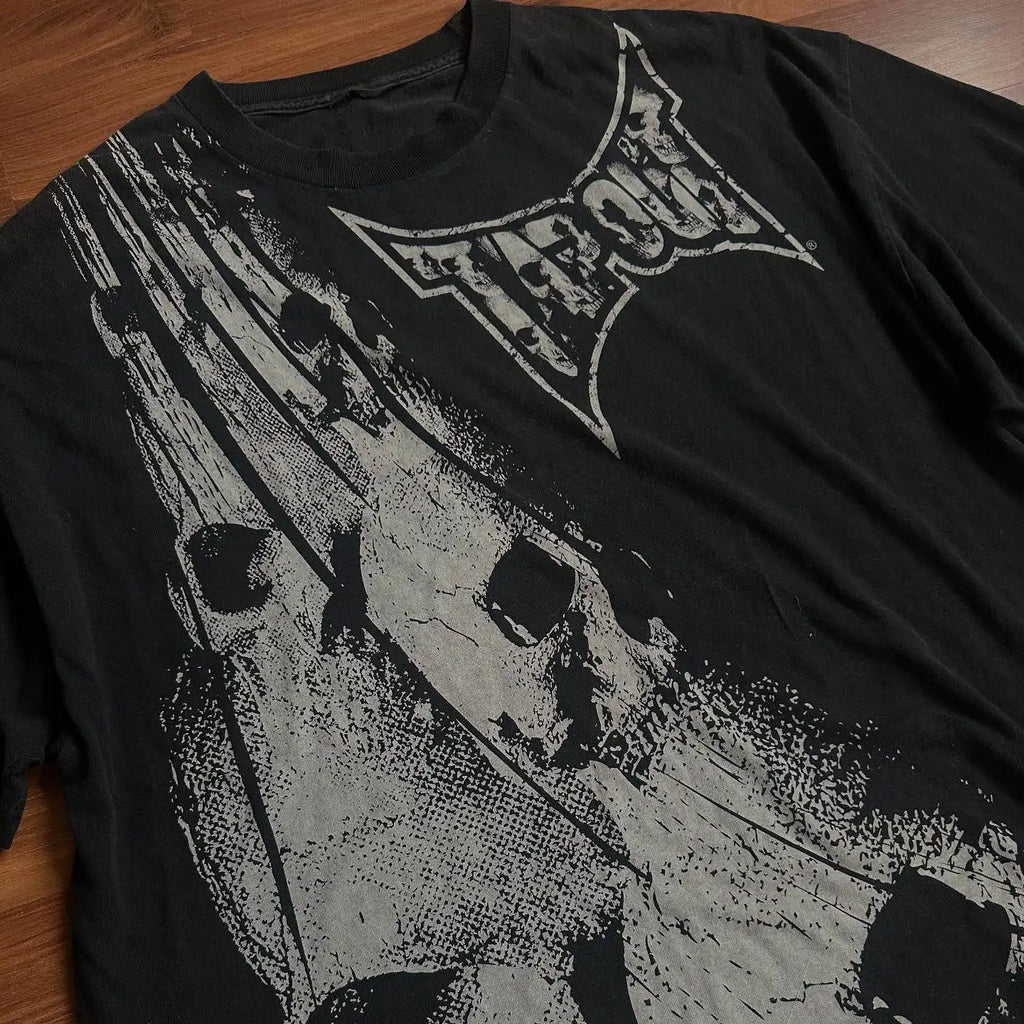 Y2k Tapout American Hip hop Skull Oversized T-shirt men Street Harajuku Retro Letter Print Top couple Casual Graphic t shirts